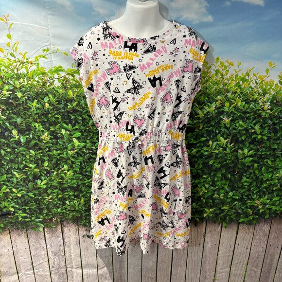 Girls Grafitti Style Summer Dress Size Medium Elastic waist Fun Design (SKU:167G - Picture 1 of 4